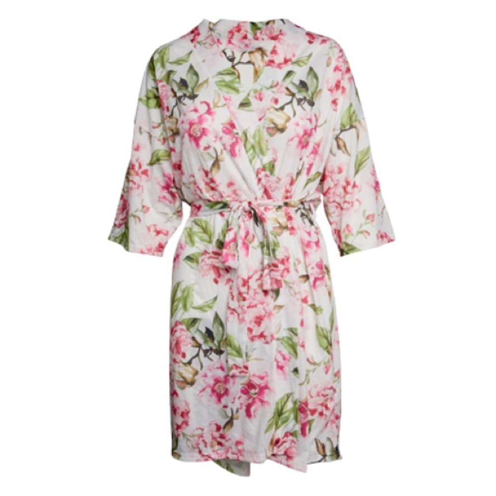 Show Me Your MuMu Brie Pink and Green Floral Robe $89 Retail